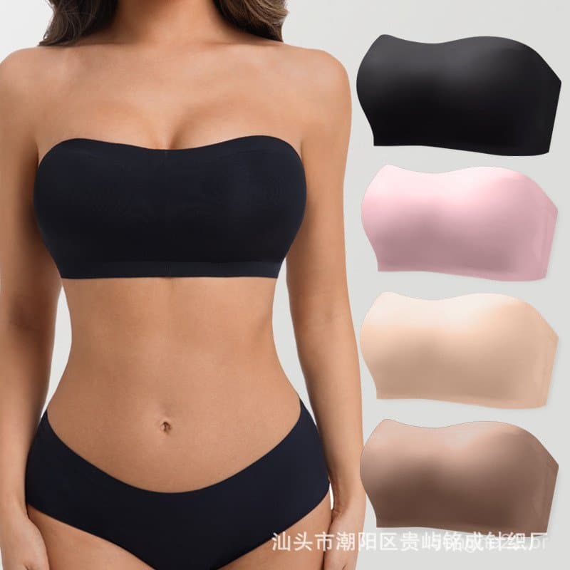 Sutiã feminino sem alças com design de fecho cruzado nas costas