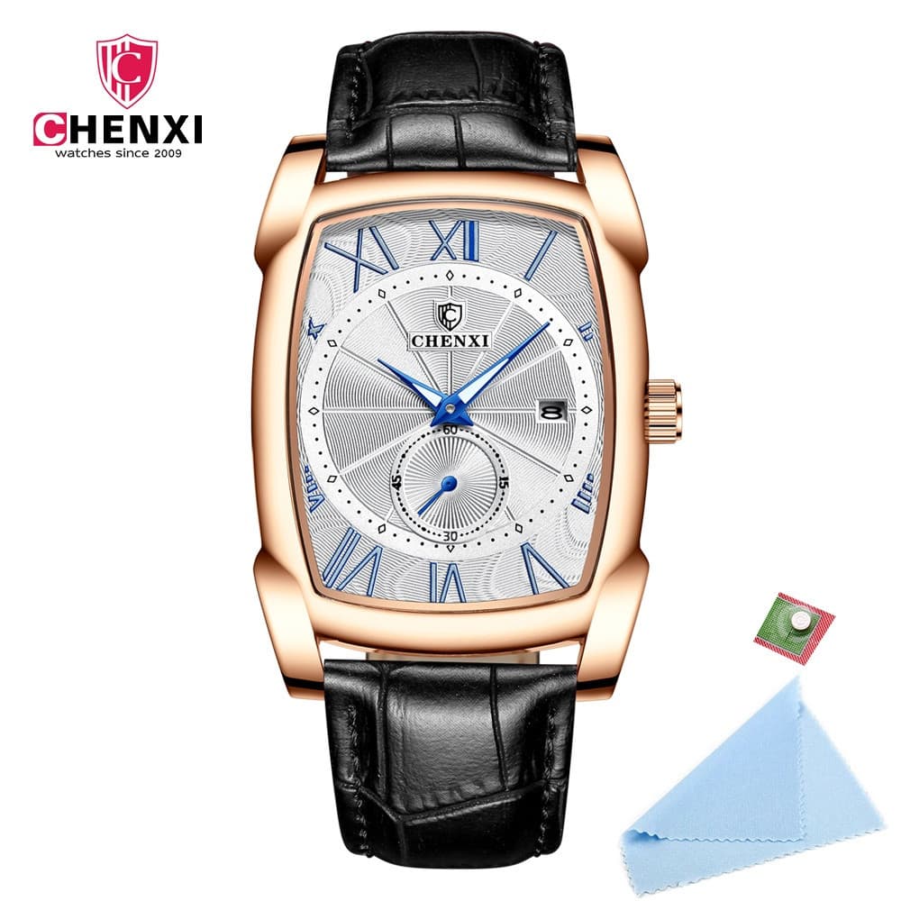CHENXI Moda Couro Relógio Para Homens Mostrador Data Quartz Relógios Negócios Casual À Prova D'água Masculino Luminoso