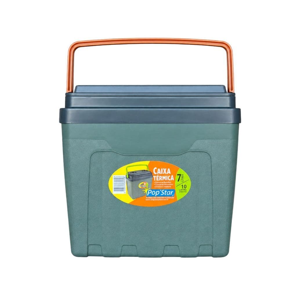 Cooler Caixa Térmica 7 Litros PopStar Com Alça Porta Copos Para Praia Camping Churrasco Piquenique Viagem