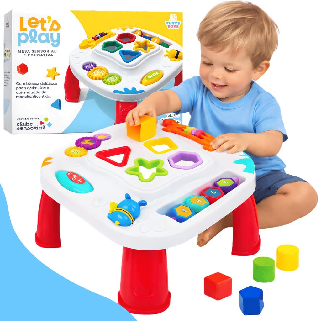 Mesinha Didática Infantil Educativa Sensorial Mesa Divertida Atividades Interativas Pedagogica Formas Encaixar