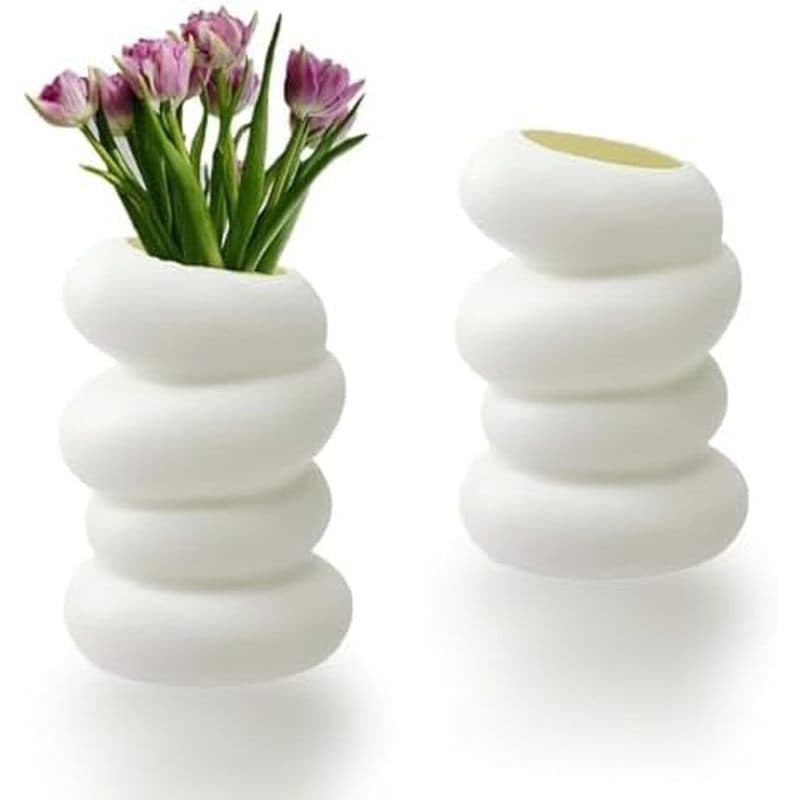 2 Peças Vaso De Plástico Branco Estilo Nórdico Criativo Espiral Boho Estética Vasos De Flores Irregulares Para Casamento