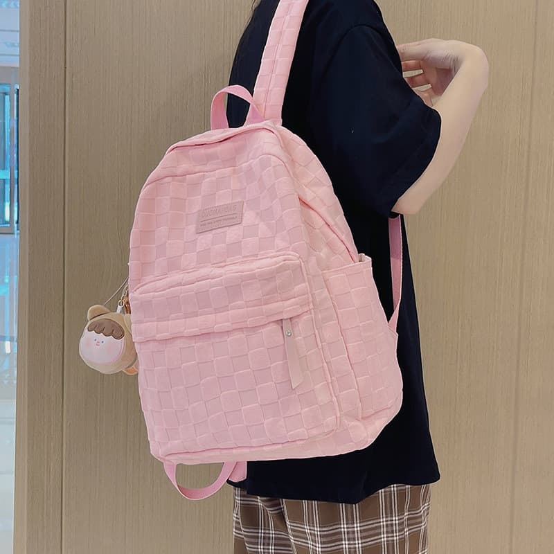 Mochila Xadrez Feminina casual Na Moda Bolsa Escolar De Grande Capacidade Adolescente E De Viagem