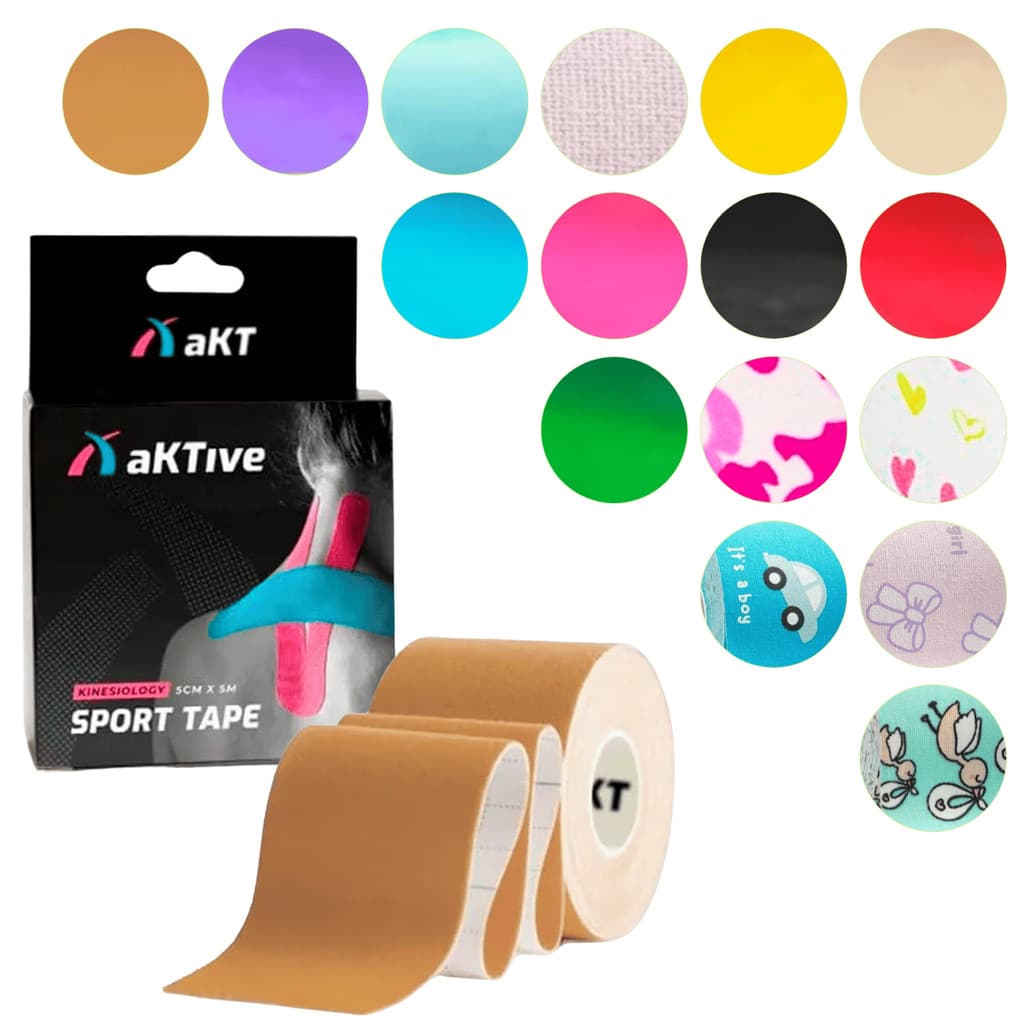 aKTive Tape 5cm x 5m Bandagem Elástica Fita Tipo Kinesio Sport Pós Operatório Parto