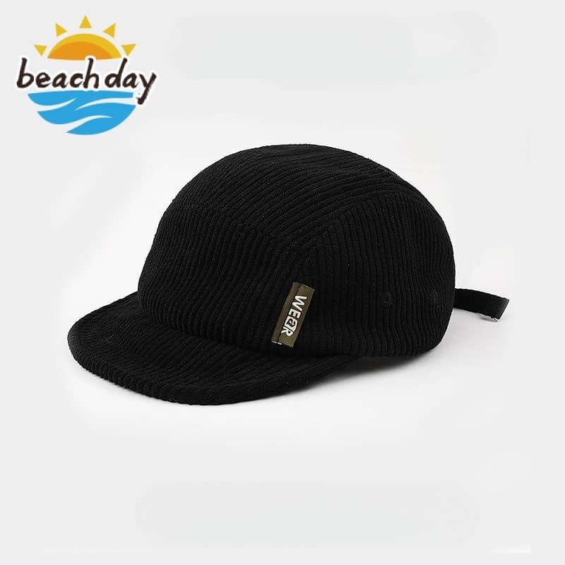 Praia Dia Corduroy 5 Painel Baseball Cap Aba Curta Trucker Hat Cotton Twill Clássico Retro Pai Hat para Homens Mulheres