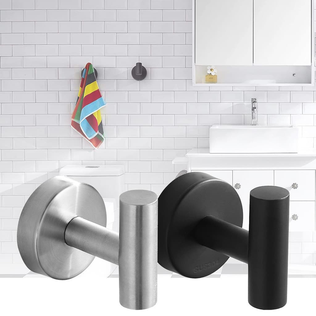 Gancho De Toalha Do Banheiro Parafuso Casaco Robe Aço Inoxidável Resistente Porta Cabide Banho Cozinha Fixado Na Parede
