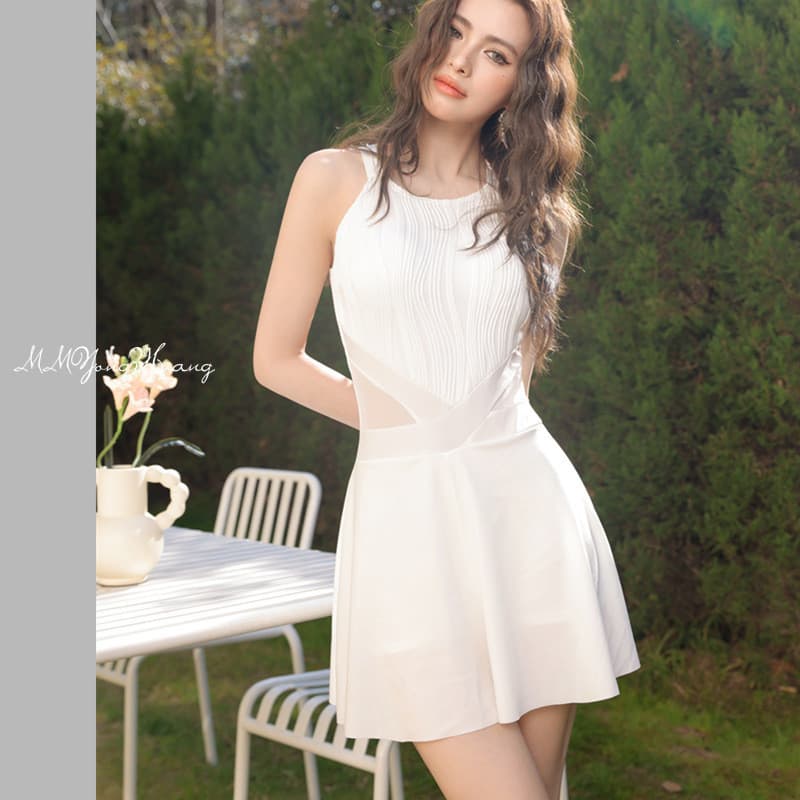 [Goddess of Temperamento] 2026 Novo Estilo Maiô Feminino Boxer de Uma Peça High-End Europeu Americano Simples Primavera