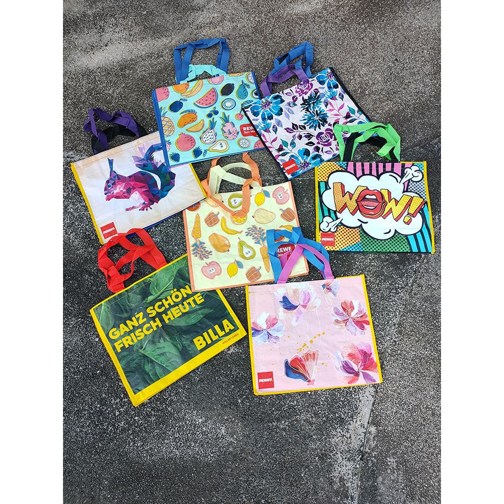 Bolsa de tecido de desenho animado de comércio exterior Bolsa de compras de supermercado de grande capacidade Bolsa de p