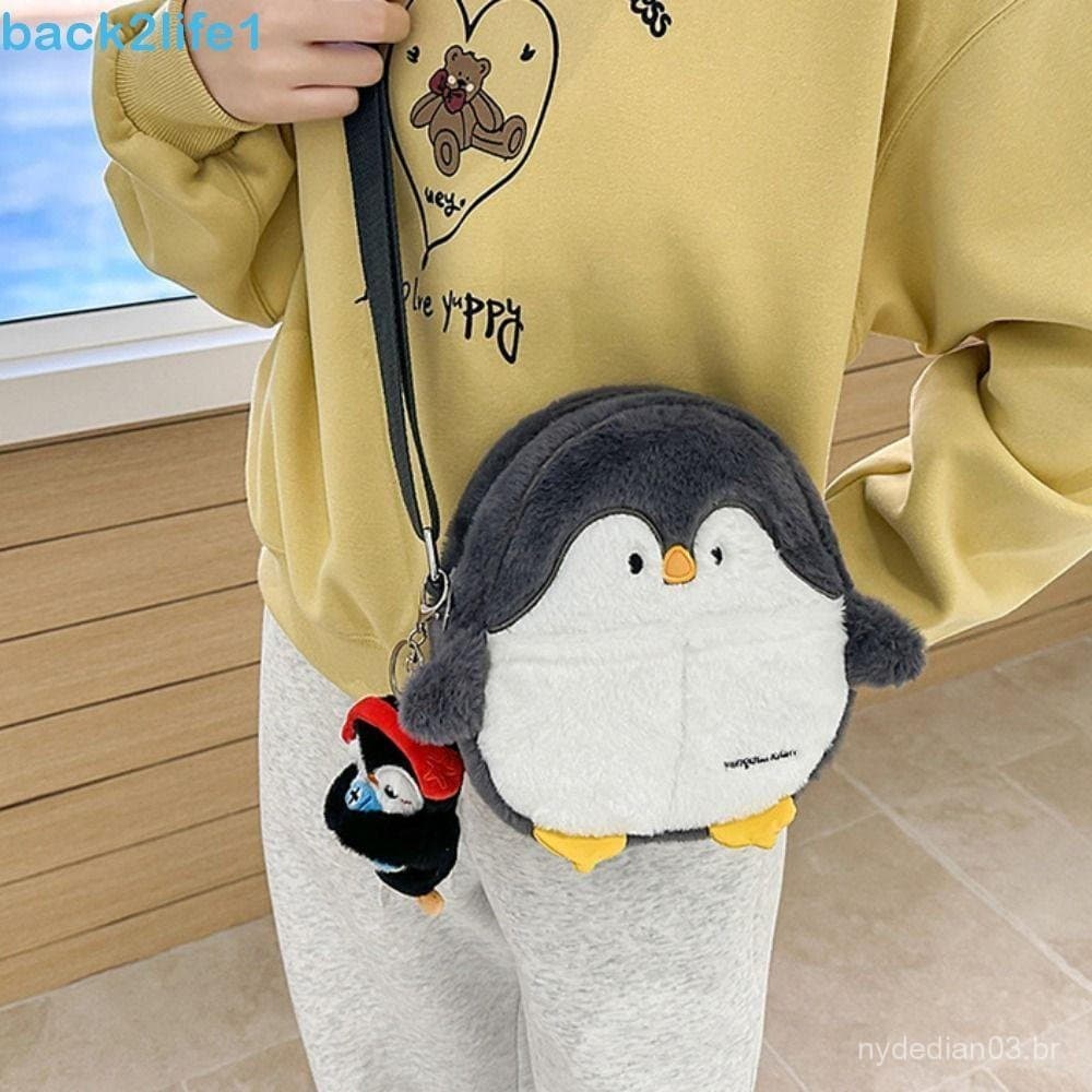 BACK2LIFE1 Bolsa Crossbody De Pelúcia De Pinguim , Adorável Mochila Kawaii Com Selo Macio , De Ombro De Animal Fofo De T