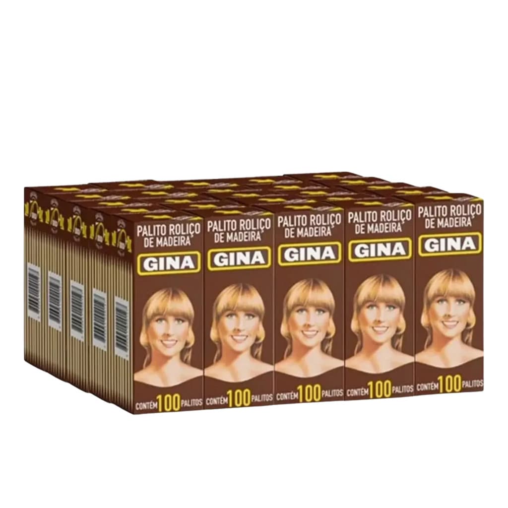 Kit 25 Caixas de Palitos Roliços de Madeira 100 Unidades - Gina