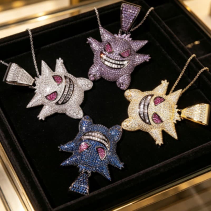 Personalidade Europeia E Americana Dos Desenhos Animados Gengar Camisola Corrente Pingente Pequeno Monstro Diamante Hip-