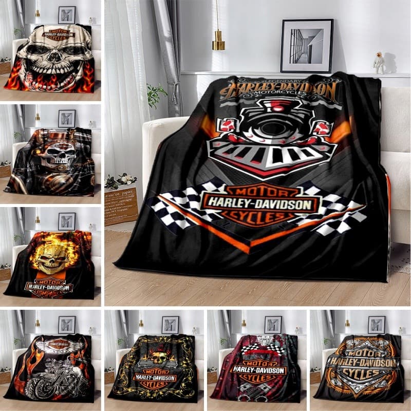Cobertor De Arte Para Motocicleta Harley , Estética , Estilo Motociclista , Flanela premium , Textura Aconchegante Desca
