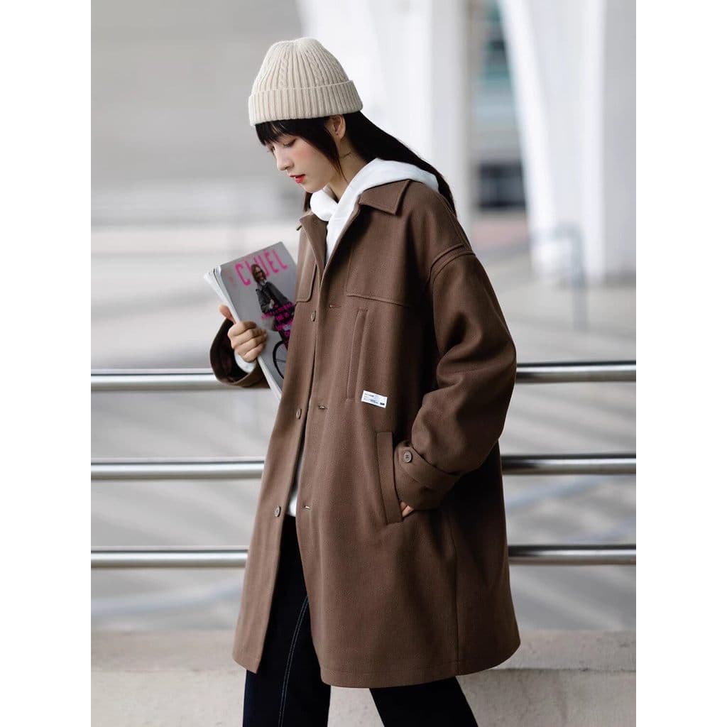 PSO Marca Masculino Feminino Inverno Casaco de Lã Quente Comprimento Médio Inverno Casaco de Lã Trespassado