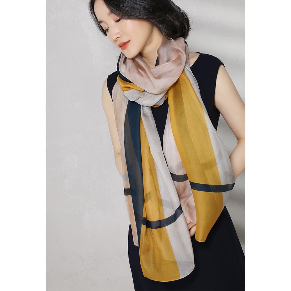 Lenço de seda feminino 2026 novo estilo primavera lenço de seda estilo fino longo Hangzhou seda high-end xale luz luxo h