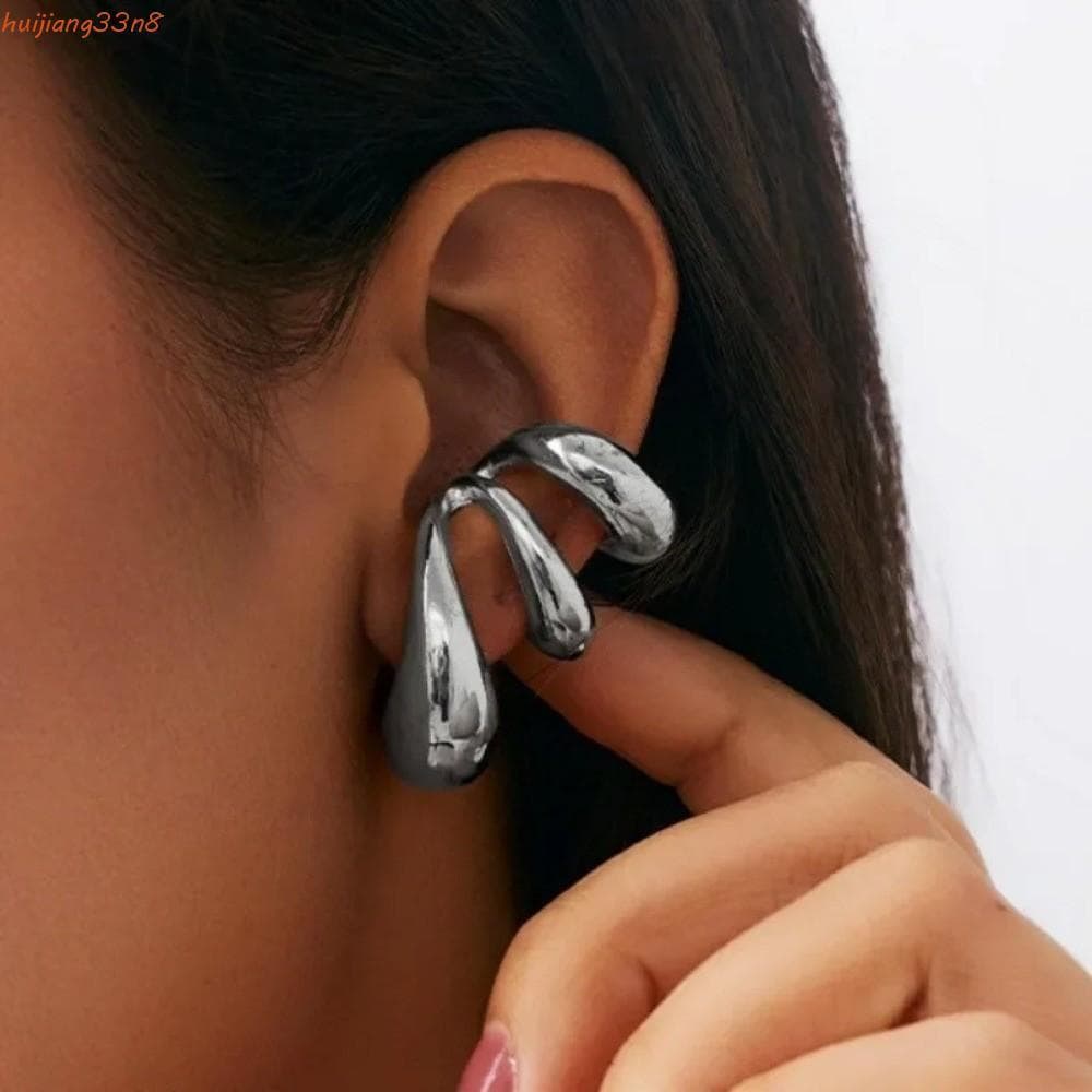 HUIJIANG Clipes De Orelha Ocos Multicamadas , Brincos De Piercing Falsos De Gota De Água Dourada , Joias De Punho De Lig