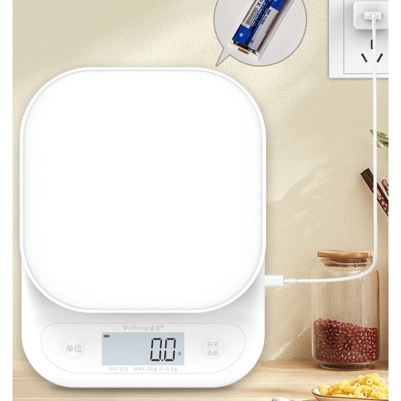 WH-B31 Weiheng Balança Eletrônica de Cozimento Balança de Cozinha Precisa Carregamento USB Balança Eletrônica de Cozimen
