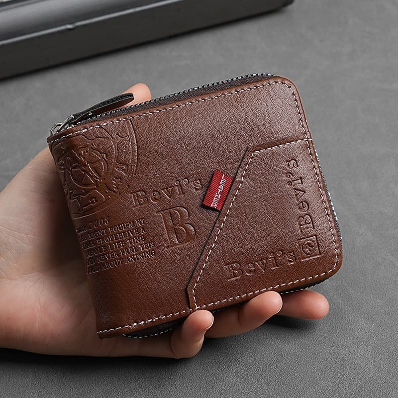 Carteira Masculina Com Zíper – Estilo Europeu Americano De Grande Capacidade Design Moderno De Emenda