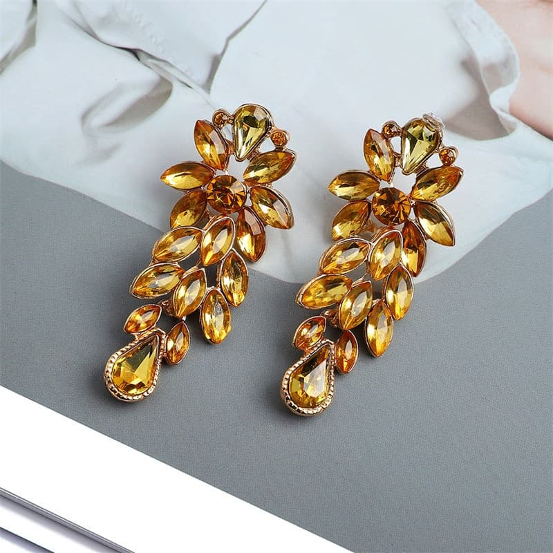 Moda Europeia E Americana Geométrica Deixa Brincos Pingente De Cristal Brilhante De Femininidade Versáteis Jóias
