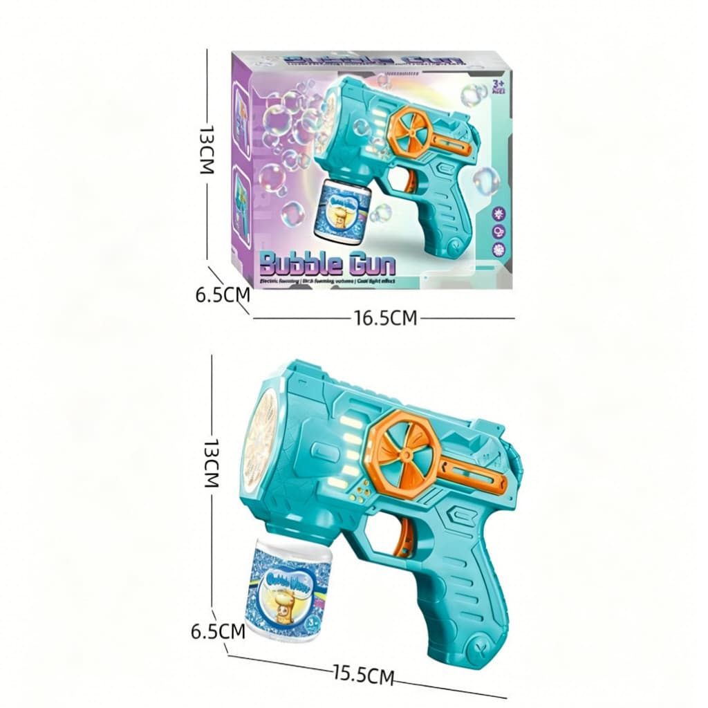 Pistola de Bolinhas de Sabão Elétrica 12 Furos com Luz Anti-Vazamento