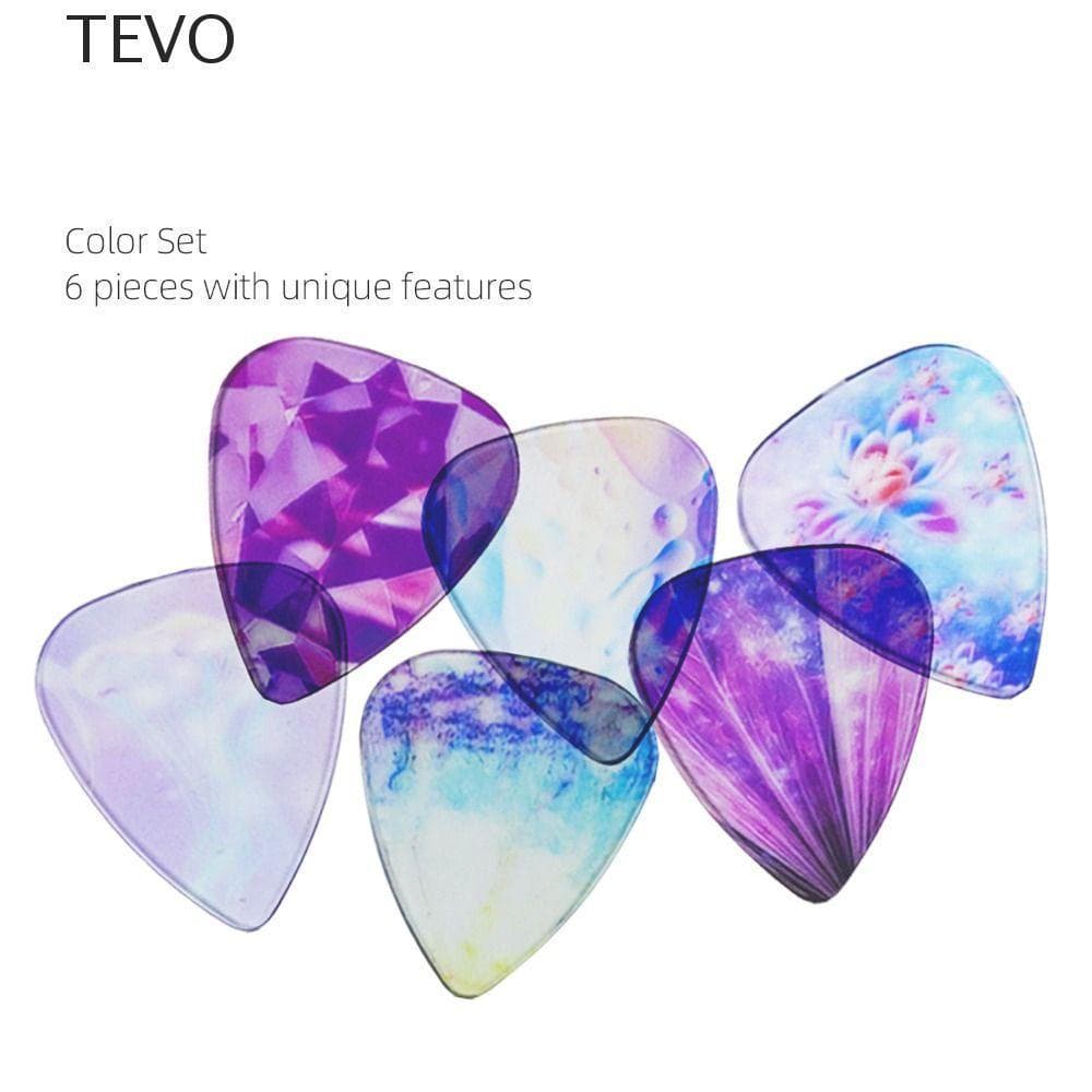 Palheta Para Guitarra Acústica TEVO 6 Peças , Palhetas Transparentes De 1.5 Mm , Formato De Coração Durável , Dedo De 0.