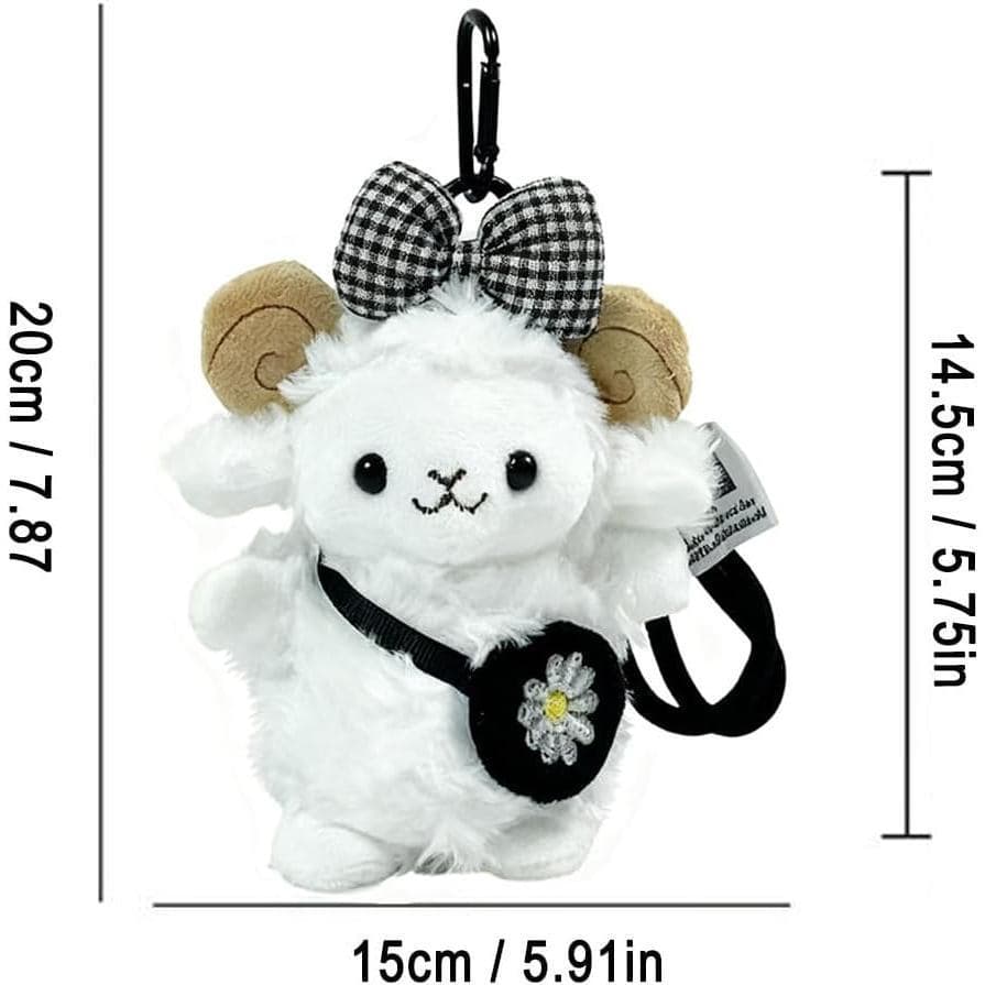 Chaveiro De Pelúcia De Ovelha Fofa Com Bolsa De Margarida-Cordeiro Fofo Alça De Pulso , Adorável Animal , Pingente De Ma