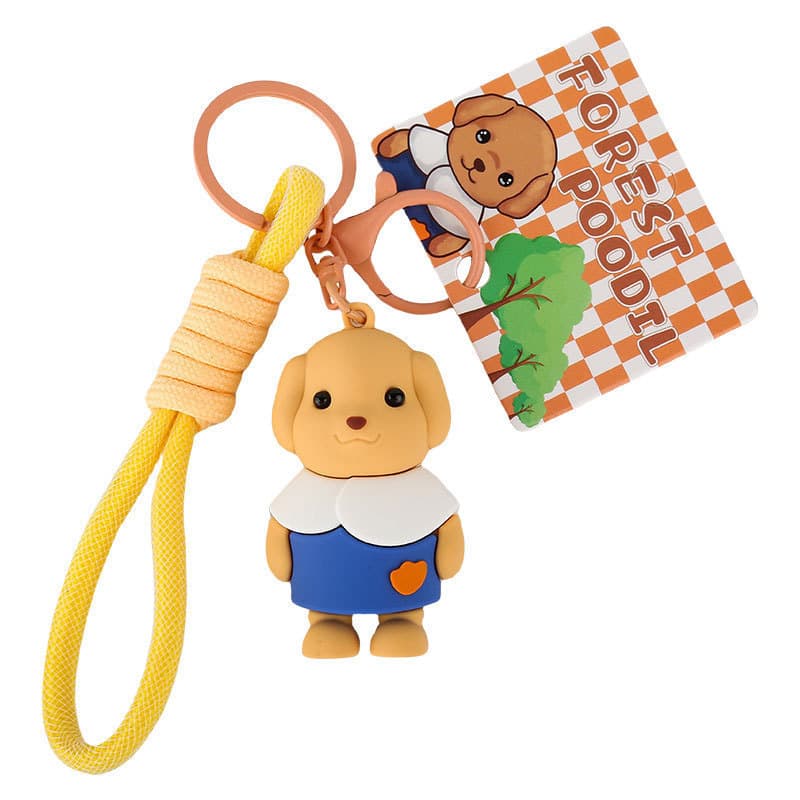 Bonito floresta Poodle pingente dos desenhos animados filhote de cachorro chaveiro casal saco ornamentos máquina garra p