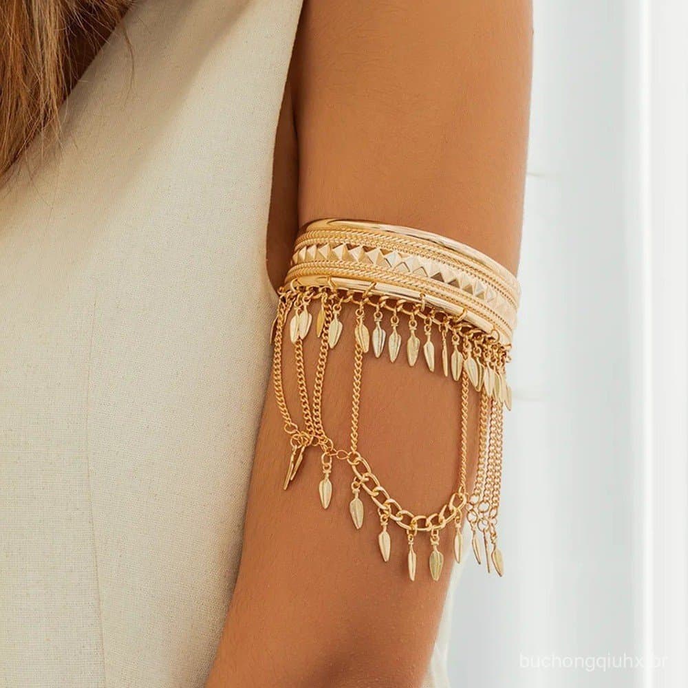 Pulseira De Corrente De Moeda De Folha Europeia De Ouro Estilo Com Strass Para Mulheres