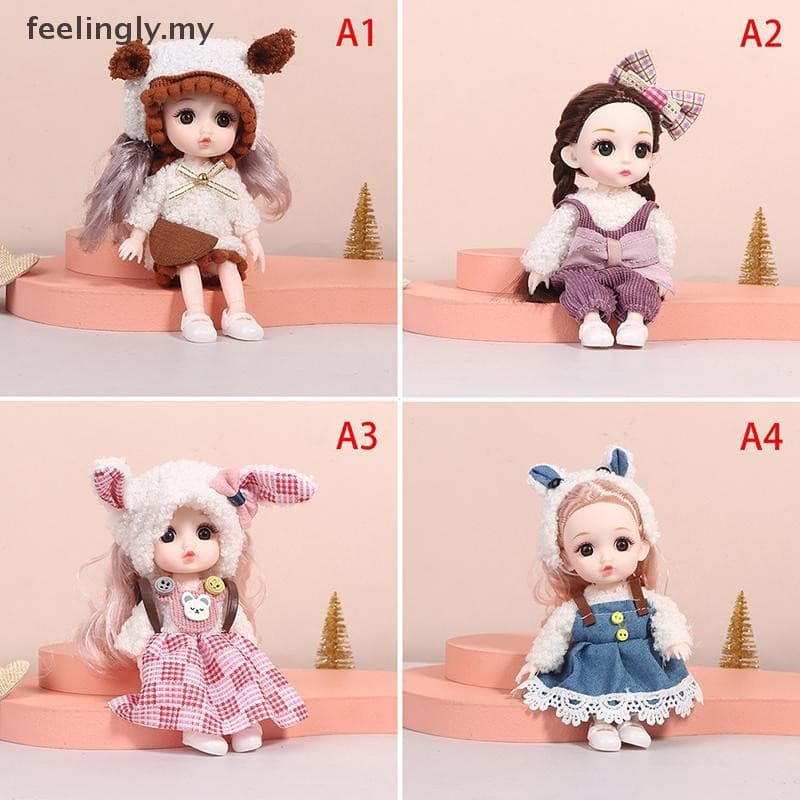 [TOP] Boneca Mini de 16cm com Articulações Móveis, Olhos Grandes 3D, Brinquedo DIY com Roupas para Menina {my} 1DO9