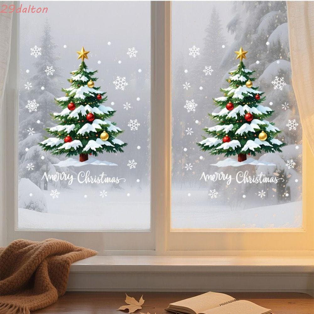 Adesivos De Parede De Árvore De Natal DALTON , Adesivo Grande De Janela Em PVC , Decoração Férias À Prova D'água Removív