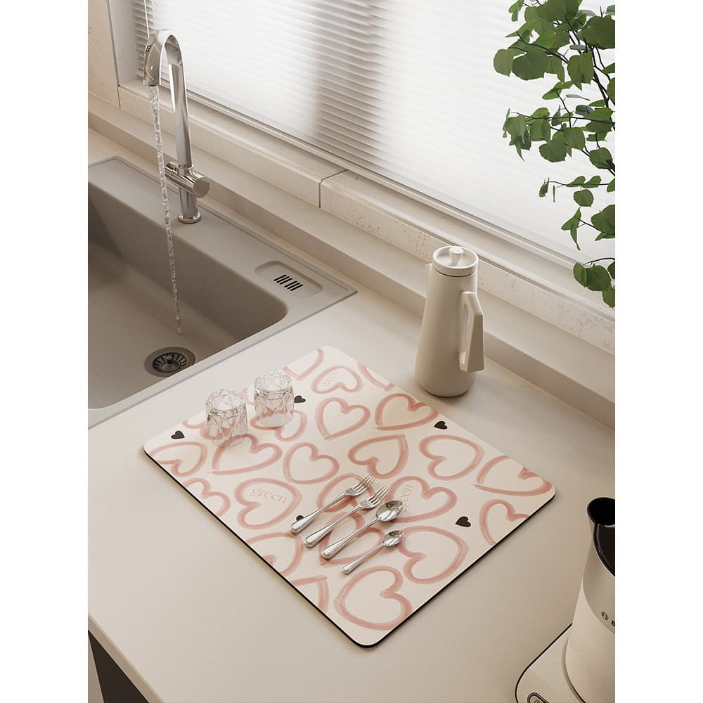 Parque Shang creme estilo amor cozinha dreno esteira lavatório bancada absorver água antiderrapante esteira descartável