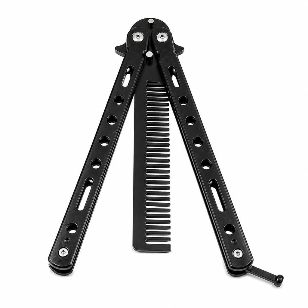 Canivete Pente Inox Borboleta Treino Sem Fio Preto