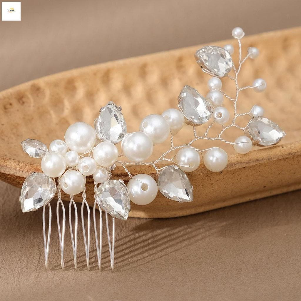 Joias De Cabelo Pente De Noiva Pérola E Cristal Brilhante Decoração De Cabeça Para Banquete Casamento Baile De Máscaras