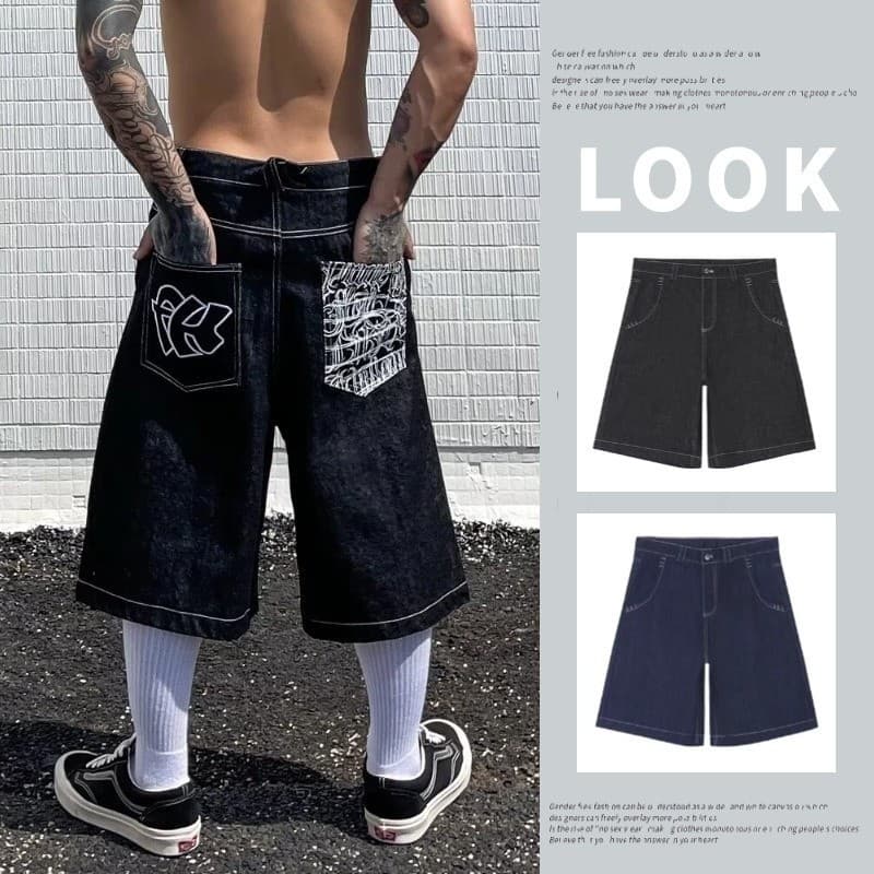 shorts jeans Masculinos Estilo Americano , Calças De 7 Polegadas