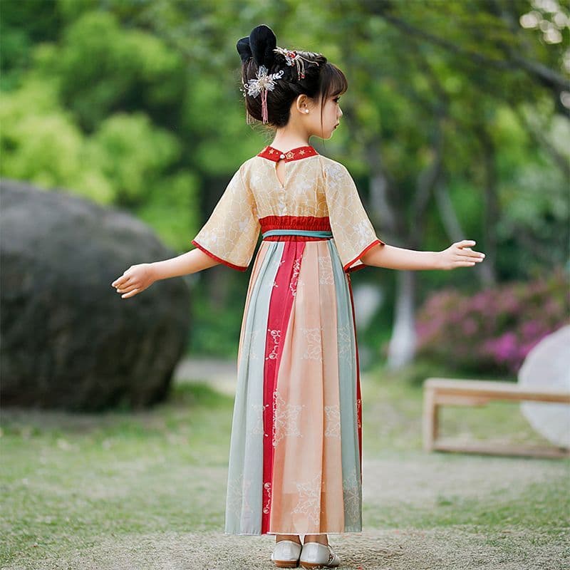 Traje Hanfu Infantil para Meninas, Vestido Estilo Hantang, Roupa para Guzheng, Dança e Alunas do Ensino Fundamental