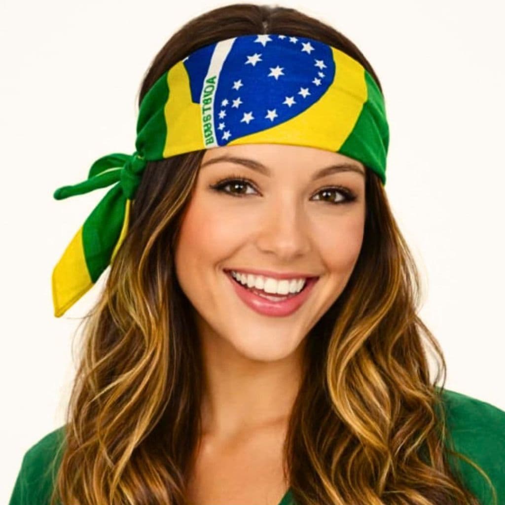 Lenço Bandana do Brasil Verde e Amarelo Bandeira para Copa