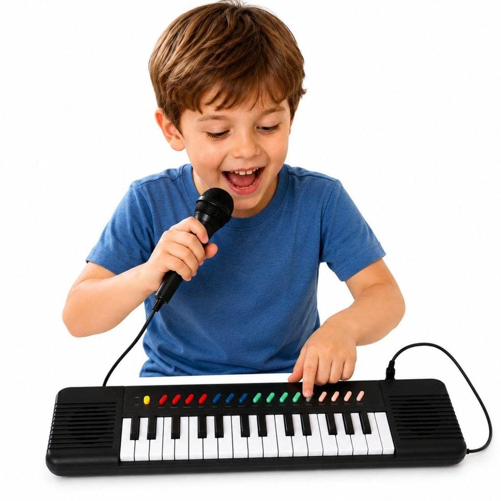 Teclado Infantil Musical 32 Teclas Com Microfone 37 Melodias Brinquedo Educativo Multifuncional Presente Criança