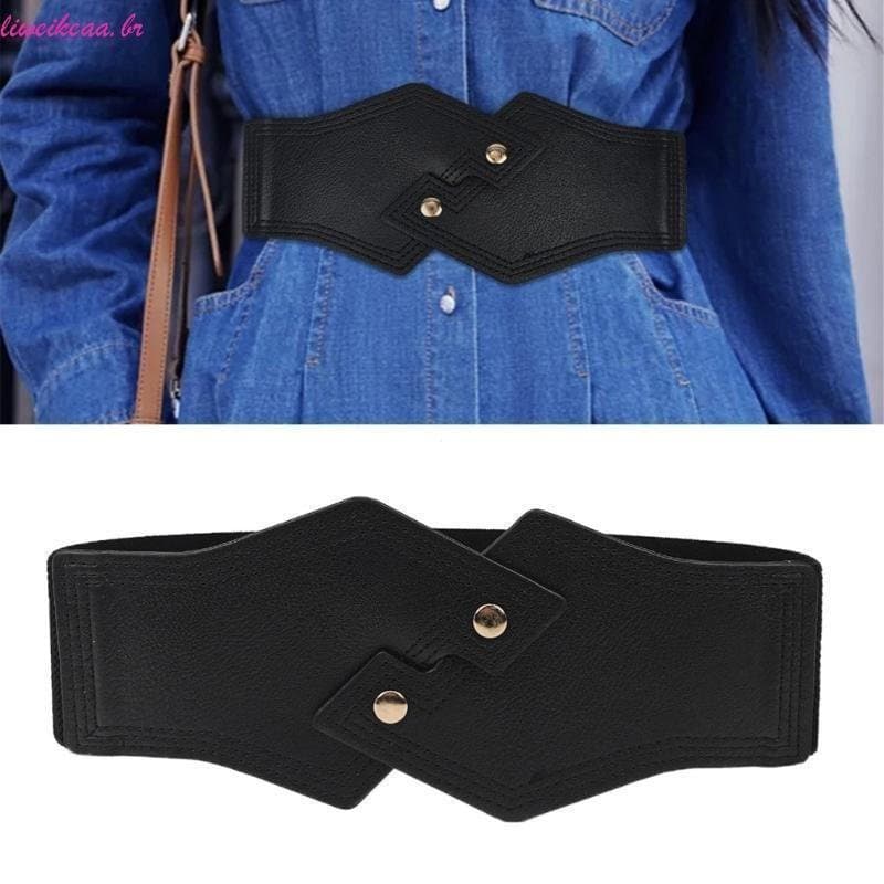 Liweikea Cinto Elástico Fashion Para Vestidos Camisa Elegante Acessório Cintura Elástica Preto