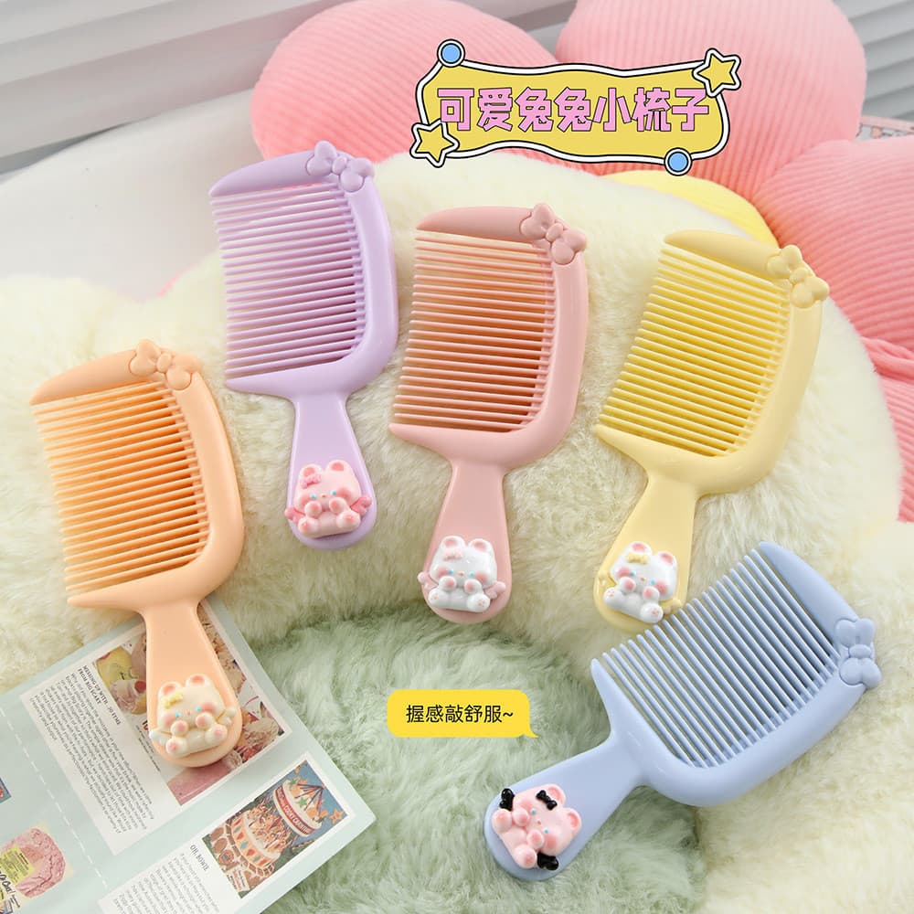 Pente de Cabelo em Forma de Coelhinho Anjo Fofo, Portátil e Suave para o Cabelo, Pente Macaron UQU9
