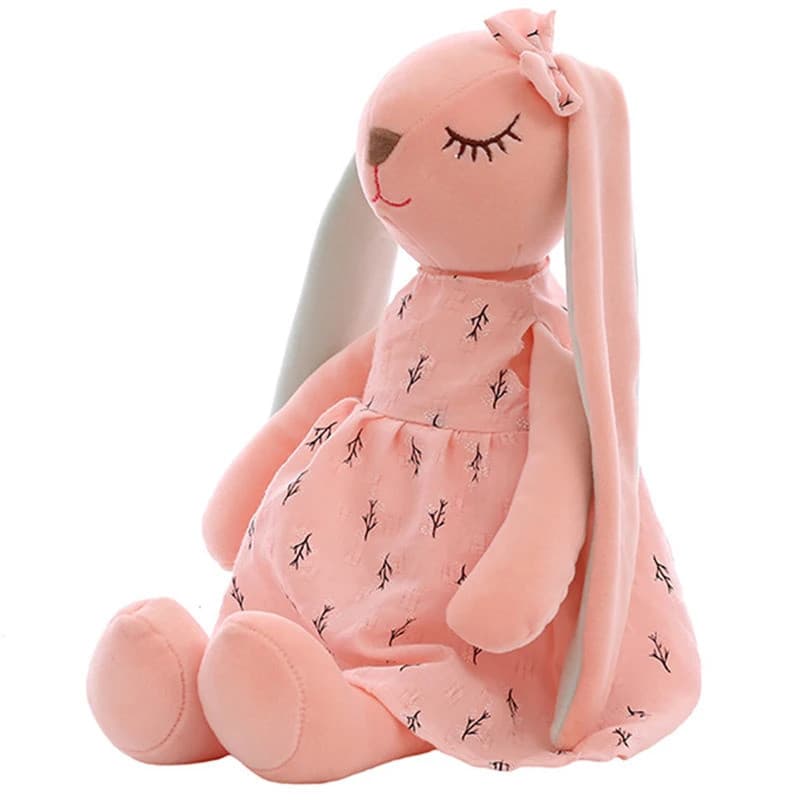 Coelho de pelúcia de 35 cm com orelhas longas, brinquedo macio, companheiro de sono para crianças.