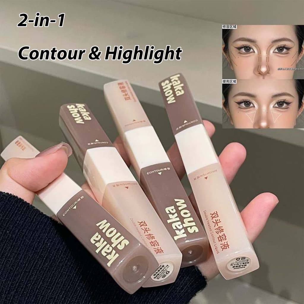 kakashow Caneta Iluminadora De Contorno Líquido De Ponta Dupla 2 Em 1 Fosca 3D Escultura Facial Long Las