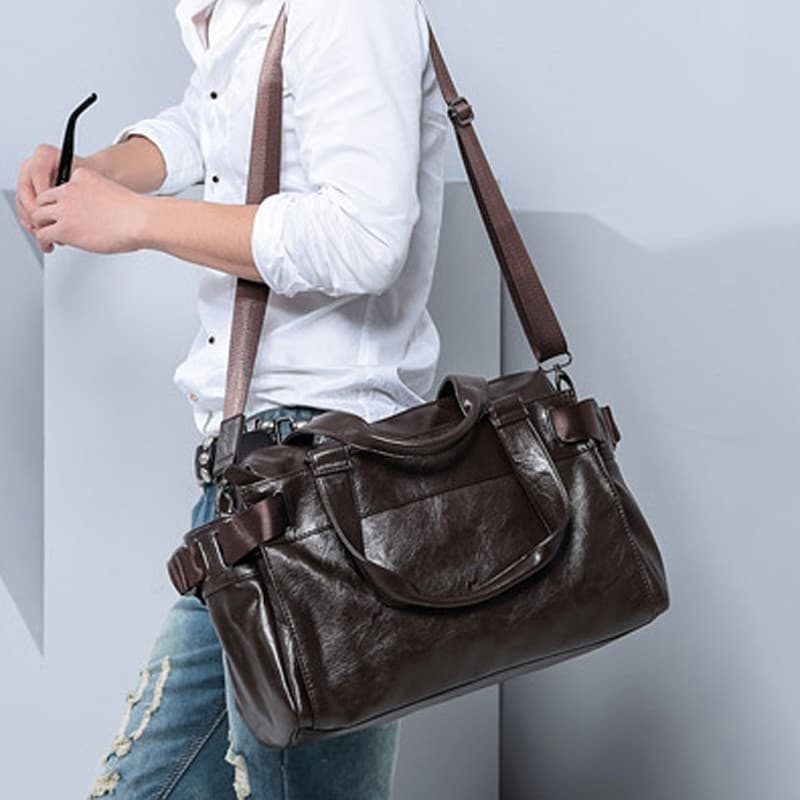 Bolsa de ombro masculina da moda bolsa Casual versão coreana bolsa mensageiro bolsa de viagem de couro de negócios bolsa
