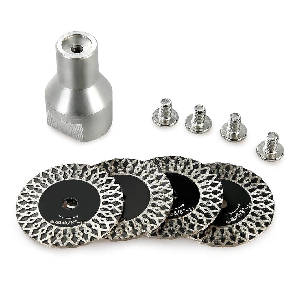 LOZLIN Kit de 5 Peças com Lâmina de Gravação a Diamante de 40mm e Serra com Flange Removível (Rosca 5/8-11) para Gravaçã