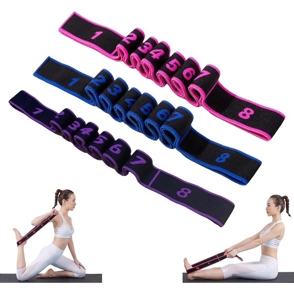 Faixas de Resistência para Fitness com Alças para Alongamento e Yoga, Faixa Elástica de Treinamento com 8 Seções e Marca