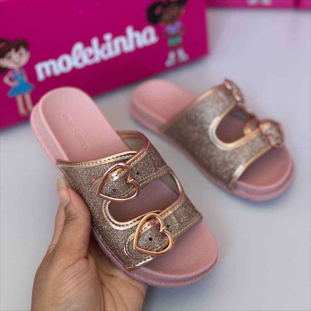 Birken Molekinha Sandália Feminina Infantil Papete de Coração Fofa 26 ao 34