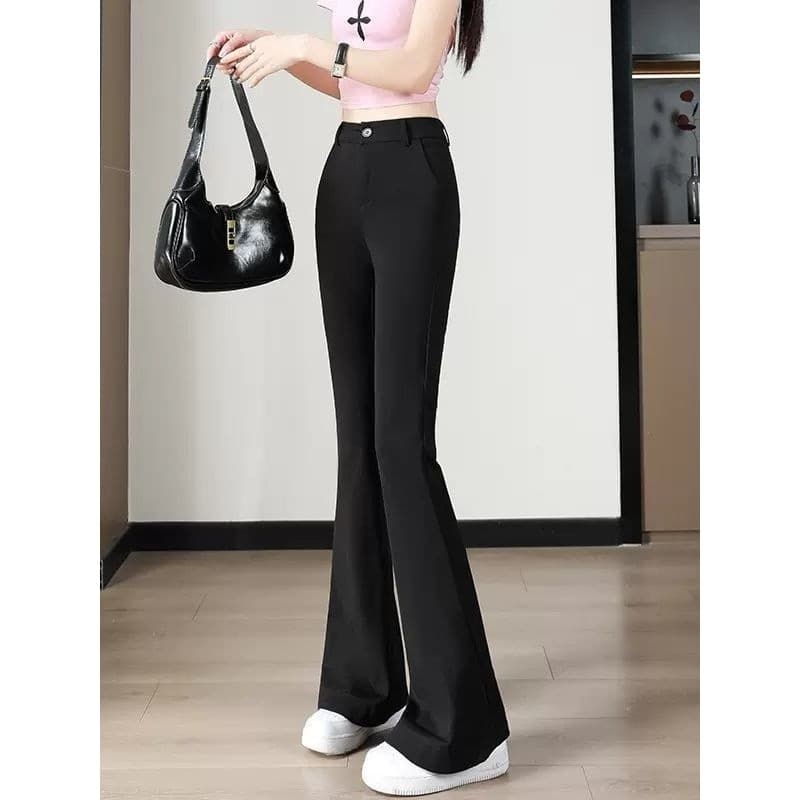 Calças largas femininas primavera verão estilo fino 2025 novo estilo All-Match cintura alta mais magro olhar Drape peque