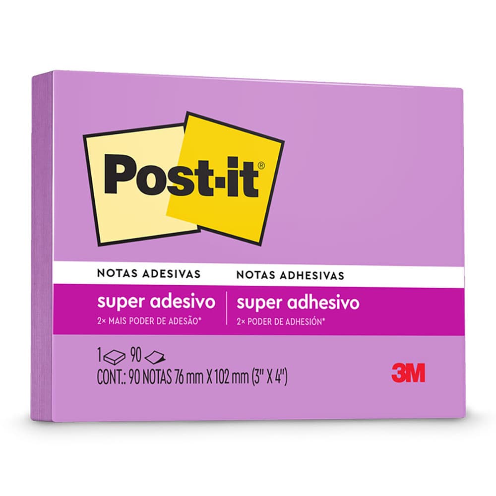 Bloco de notas super adesivas Post-it Roxo 76x102mm 90 folhas 3M