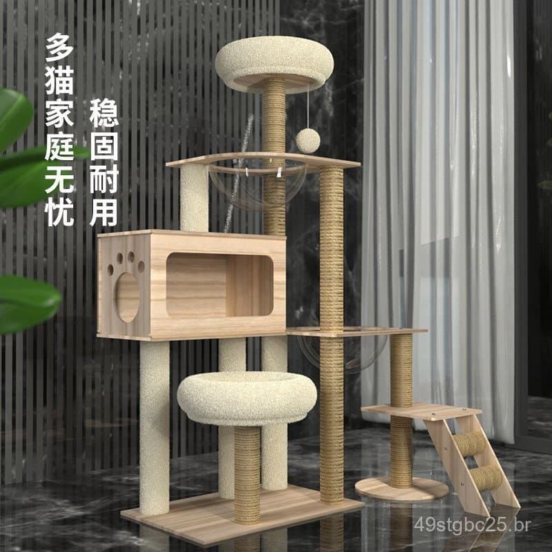 Estrutura de escalada para gatos, casinha para gatos, árvore para gatos, cápsula espacial integrada, plataforma de salto
