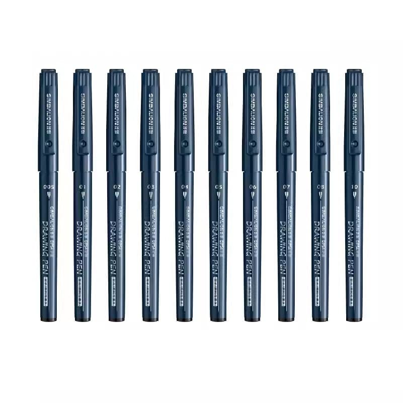 Caneta seringa de leão, caneta de linha preta, caneta agulha à prova d'água, quadrinhos, pintada à mão, esboço, assinatu
