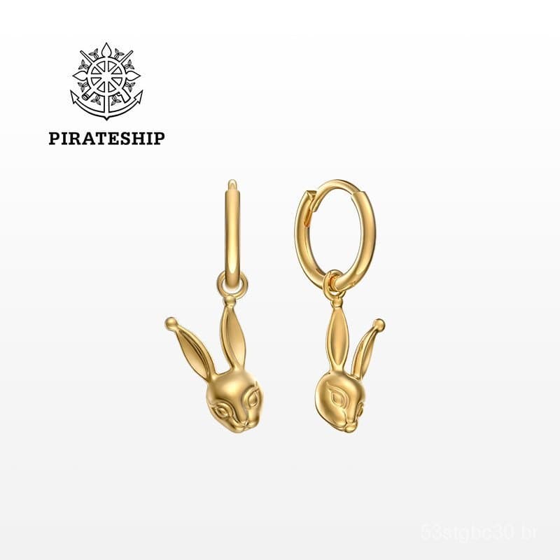 Brincos de Prata em Forma de Navio Pirata para Meninas, Ano do Coelho do Zodíaco 2023, Novos Brincos Pequenos de Prata c