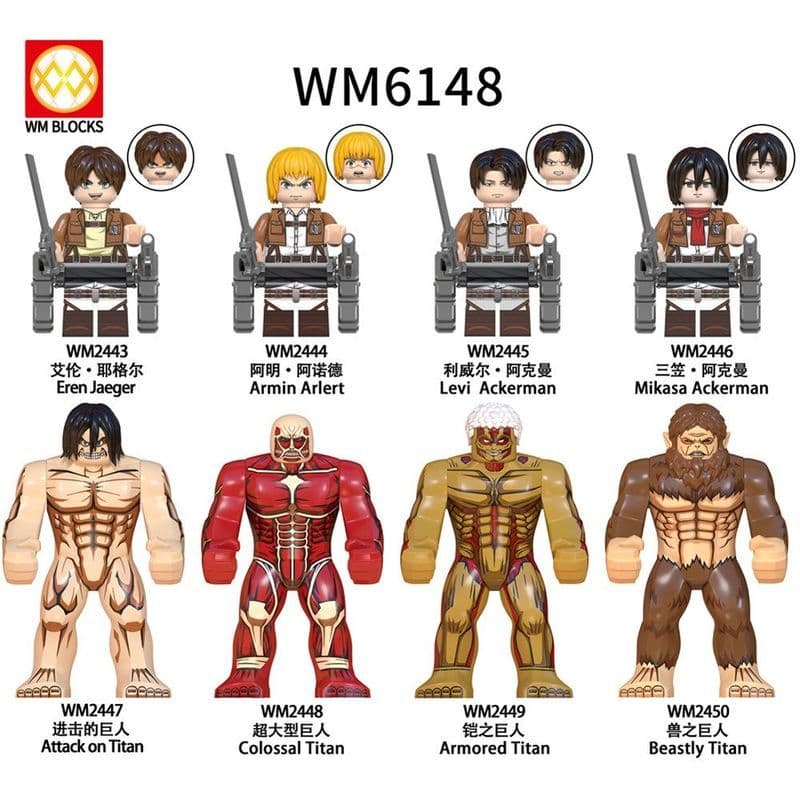 Compatível com Lego Attack on Titan Attack on Titan Building Block Boneca Conjunto de brinquedos montados para presente