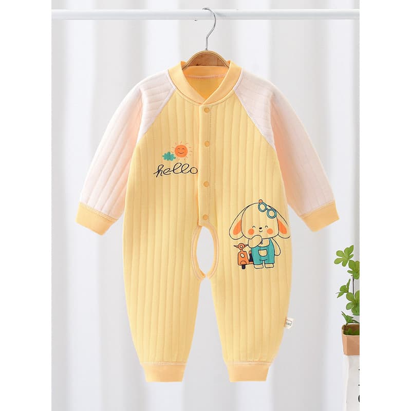 Bebê menina primavera aberto acolchoado Bodysuit algodão puro 6 meses bebê menino primavera outono fino algodão quente p